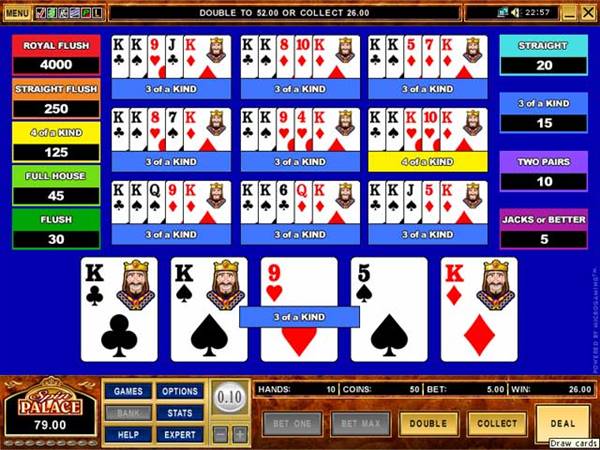 pantalla de video póquer